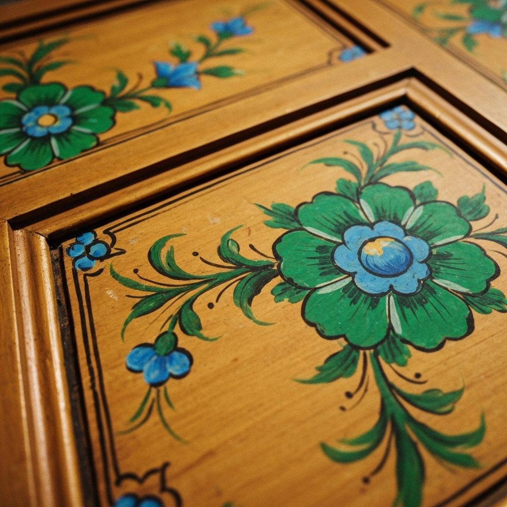 Cabinet door painting detail