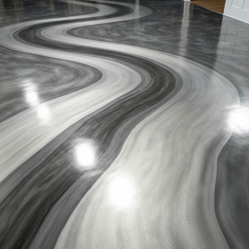 Metallic epoxy flowing river effect