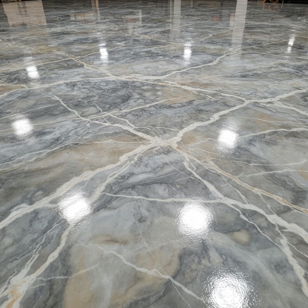 Metallic epoxy marbled stone pattern